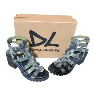 DIRTY LAUNDRY NWOT Fun Stuff Heeled Strappy Sandal In Camo Size 8.5 EUR 39